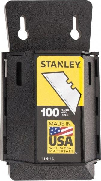 Stanley - 100 Piece Carbon Steel Utility Knife Blade - 2" OAL, 0.017" Blade Thickness - Americas Industrial Supply