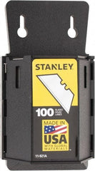 Stanley - 100 Piece Carbon Steel Utility Knife Blade - 2-7/16" OAL, 0.024" Blade Thickness - Americas Industrial Supply