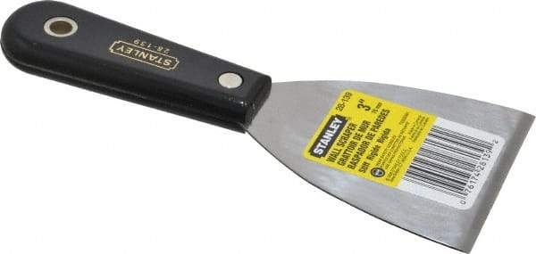 Stanley - Stiff Steel 1-Edge Scraper - 3" Blade Width x 3-5/8" Blade Length, 3-7/8" Long Nylon Handle - Americas Industrial Supply