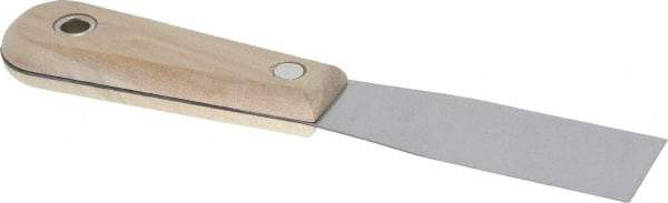 Stanley - 1-1/4" Wide Steel Putty Knife - Flexible, Hardwood Handle, 7-1/2" OAL - Americas Industrial Supply