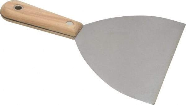 Stanley - 6" Wide Steel Taping Knife - Flexible, Hardwood Handle, 8-1/4" OAL - Americas Industrial Supply
