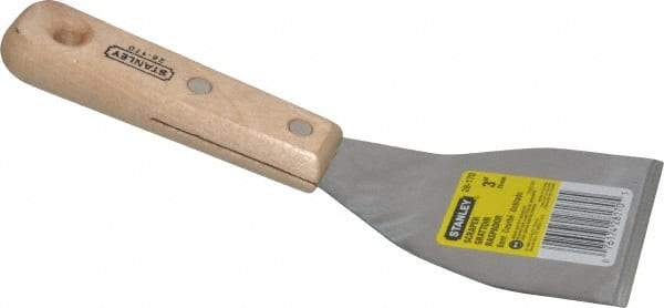 Stanley - Steel Bent Scraper - 3" Blade Width x 4-3/8" Blade Length, 4-7/8" Long Hardwood Handle - Americas Industrial Supply