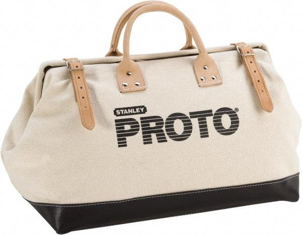 Proto - White Canvas/Vinyl Tool Bag - 20" Wide x 10-1/4" Deep x 2" High - Americas Industrial Supply