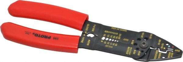 Proto - 22 to 10 AWG Capacity Wire Stripper/Crimper - 8-1/2" OAL, Air-Pocket Cushion Handle - Americas Industrial Supply