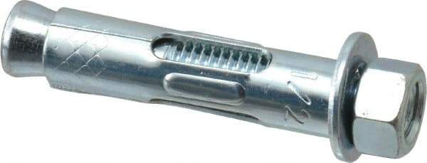 Red Head - 1/2" Diam, 1/2" Drill, 2-1/4" OAL, 2-3/4" Min Embedment Sleeve Concrete Anchor - Steel, Zinc-Plated Finish, Hex Nut Head, Hex Drive - Americas Industrial Supply