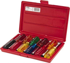 Proto - 11 Piece 3/16 to 5/8" Nutdriver Set - Solid Shaft, Color Coded Handle - Americas Industrial Supply