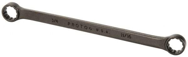 Proto - 11/16" x 3/4" 12 Point Offset Box Wrench - Double End, 11-1/4" OAL, Steel, Black Finish, 15° Offset - Americas Industrial Supply