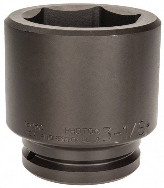 Proto - 1-1/2" Drive 3-1/8" Standard Impact Socket - 6 Points, 4-5/8" OAL - Americas Industrial Supply