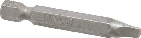 Irwin - #3" Square Size Square Recess Bit - 1/4" Hex Drive, 1-15/16" OAL - Americas Industrial Supply