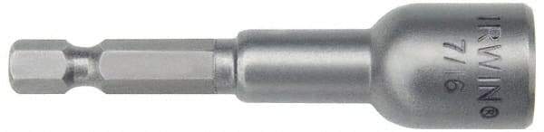 Irwin - 7/16" Magnetic Nutsetter - 1/4" Hex Drive, 2-9/16" OAL - Americas Industrial Supply