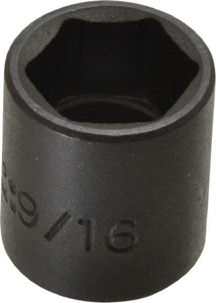 Proto - 1/4" Drive 9/16" Standard Impact Socket - 6 Points, 7/8" OAL - Americas Industrial Supply