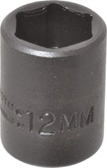 Proto - 1/4" Drive 12mm Standard Impact Socket - 6 Points, 7/8" OAL - Americas Industrial Supply