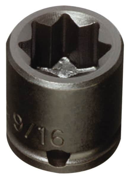 Proto - 3/8" Drive 9/16" Standard Impact Socket - 8 Points, 1" OAL - Americas Industrial Supply