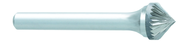 SK-5 -- 1/2 x LOC x 1/4 Shank x 2 OAL 90 Degree Cone Carbide Medium Tough Cut Burr - Americas Industrial Supply
