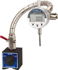 Fowler - 0.0005" Graduation, 0-15-0 Dial Reading, Electronic Indicator & Base Kit - 0.01mm Resolution, 1-1/4" Base Length x 1-1/4" Base Height, 1.26" Base Diam, 2-1/4" Dial Diam - Americas Industrial Supply