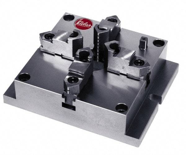 Atlas Workholding - 8" Chuck Diam, 0.2 to 6.38" External Chucking Diam, Low Profile Machining Chuck - 6.85" Bolt Hole Spacing, 2.17" Through Hole, 2.44 to 6.34" Internal Chucking Diam, 9.84" Base Len x 7.87" Base Width x 2.56" Base Height - Americas Industrial Supply