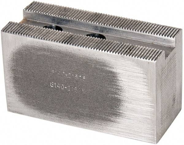 Atlas Workholding - 1.5mm x 60° Serrated Attachment, Square Soft Lathe Chuck Jaw - Steel, 1" Btw Mount Hole Ctrs, 3-1/2" Long x 1-1/2" Wide x 2" High, 0.551" Groove, M12mm Fastener - Americas Industrial Supply