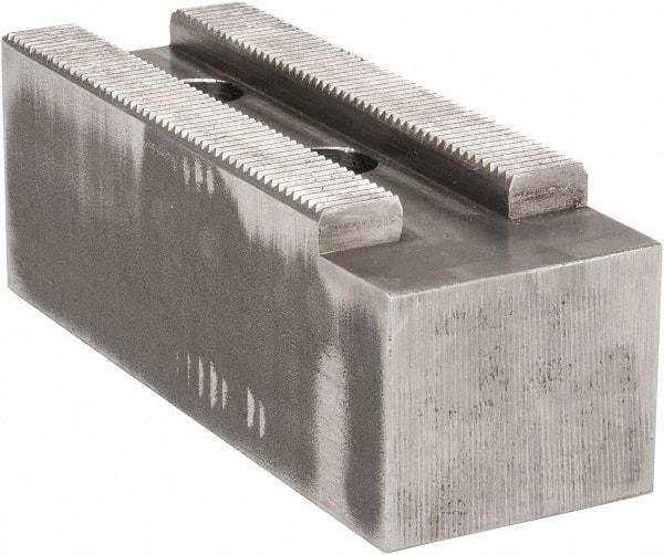 Atlas Workholding - 1.5mm x 60° Serrated Attachment, Square Soft Lathe Chuck Jaw - Steel, 2.362" Btw Mount Hole Ctrs, 7" Long x 2-1/2" Wide x 2-1/2" High, 0.984" Groove, M20mm Fastener - Americas Industrial Supply