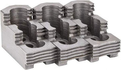 Atlas Workholding - 6" Max Chuck Diam Compatibility, Hard Steel 1.5mm x 60° Serrated Hard Lathe Top Jaws - 1.18" Wide x 2.56" Long x 1.38" High - Americas Industrial Supply