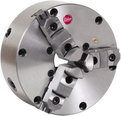 Atlas Workholding - 3 Jaws, 8" Diam, Self Centering Manual Lathe Chuck - Plain Back Mount Spindle, Adjustable, Reversible, 2,800 Max RPM, 2.346" Through Hole Diam, Cast Iron - Americas Industrial Supply