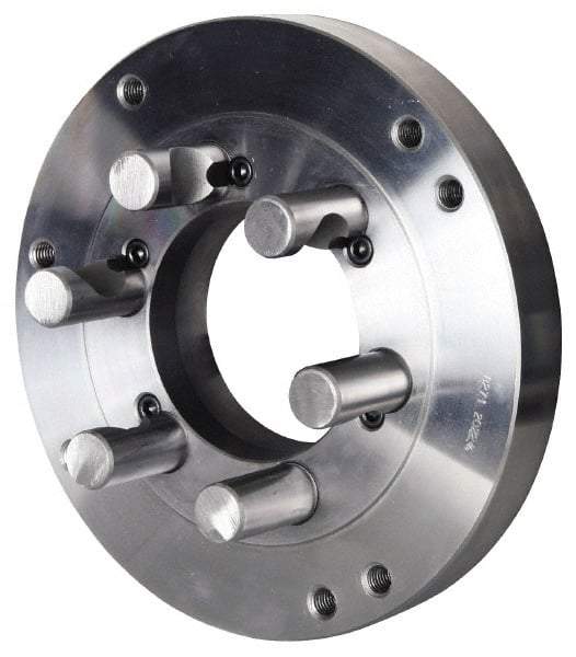 Pratt Burnerd America - Adapter Back Plate for 6" Diam Self Centering Lathe Chucks - D1-4 Mount, 1.81" Through Hole Diam, Steel - Americas Industrial Supply