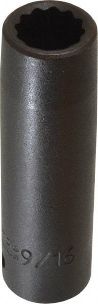 Proto - 1/2" Drive 9/16" Deep Impact Socket - 12 Points, 3-1/4" OAL - Americas Industrial Supply