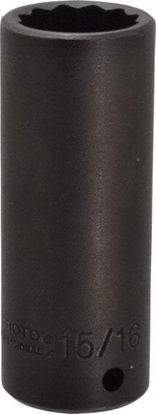 Proto - 1/2" Drive 15/16" Deep Impact Socket - 12 Points, 3-1/2" OAL - Americas Industrial Supply