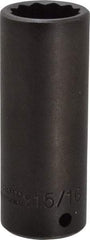 Proto - 1/2" Drive 15/16" Deep Impact Socket - 12 Points, 3-1/2" OAL - Americas Industrial Supply