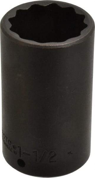 Proto - 1/2" Drive 1-1/2" Deep Impact Socket - 12 Points, 3-1/2" OAL - Americas Industrial Supply