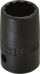 Proto - 1/2" Drive 16mm Standard Impact Socket - 12 Points, 1-1/2" OAL - Americas Industrial Supply