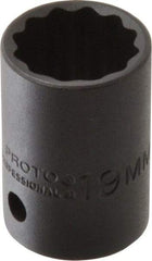 Proto - 1/2" Drive 19mm Standard Impact Socket - 12 Points, 1-1/2" OAL - Americas Industrial Supply