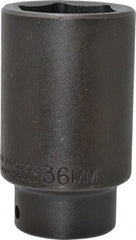 Proto - 1/2" Drive 36mm Deep Impact Socket - 6 Points, 3-1/2" OAL - Americas Industrial Supply