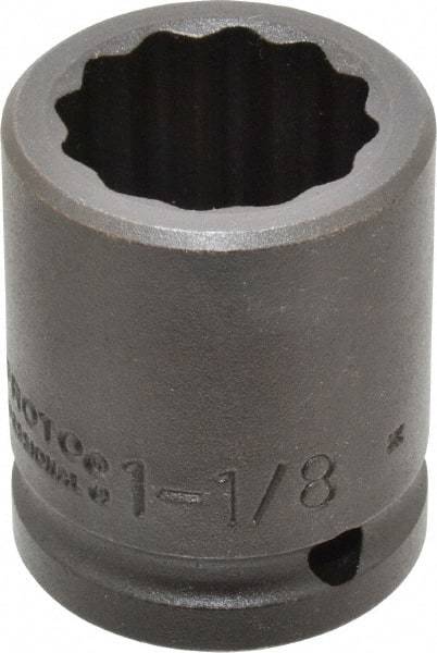 Proto - 3/4" Drive 1-1/8" Standard Impact Socket - 12 Points, 2-3/16" OAL - Americas Industrial Supply