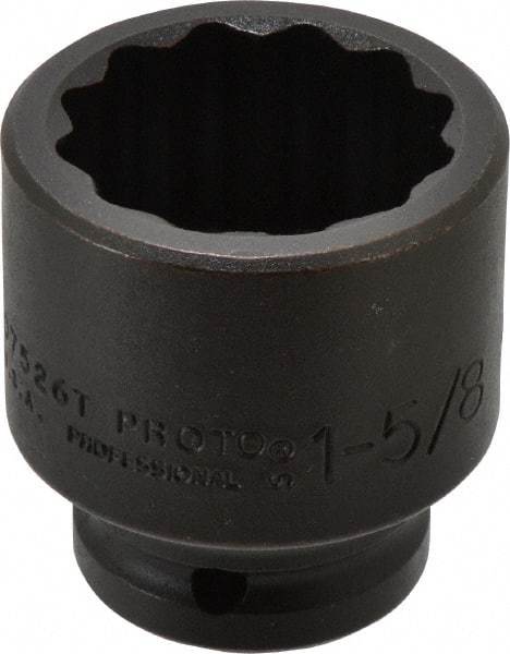 Proto - 3/4" Drive 1-5/8" Standard Impact Socket - 12 Points, 2-7/16" OAL - Americas Industrial Supply