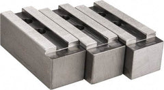 H & R Manufacturing - 1.5mm x 60° Serrated Attachment, Square Soft Lathe Chuck Jaw - 3 Jaws, Steel, 1.69" Btw Mount Hole Ctrs, 6-1/2" Long x 2-1/2" Wide x 2-1/2" High, 0.866" Groove, 20mm Fastener - Americas Industrial Supply