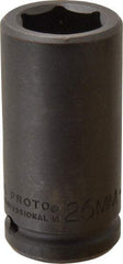 Proto - 3/4" Drive 26mm Deep Impact Socket - 6 Points, 3-1/4" OAL - Americas Industrial Supply