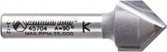 Amana Tool - 1/2" Cut Diam, 1/2" Length of Cut, 2 Flute V-Groove Edge Profile Router Bit - Carbide-Tipped, 1/4" Shank Diam, 1-5/8" OAL, Uncoated - Americas Industrial Supply