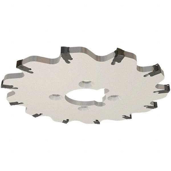 Iscar - Arbor Hole Connection, 0.139" Cutting Width, 0.217" Depth of Cut, 32mm Cutter Diam, 8mm Hole Diam, 4 Tooth Indexable Slotting Cutter - SGSA Toolholder, GSAN 3 Insert, Right Hand Cutting Direction - Americas Industrial Supply