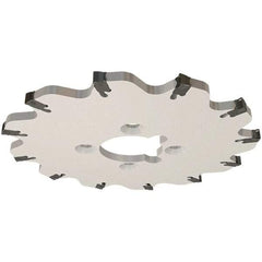 Iscar - Arbor Hole Connection, 0.139" Cutting Width, 0.217" Depth of Cut, 32mm Cutter Diam, 8mm Hole Diam, 4 Tooth Indexable Slotting Cutter - SGSA Toolholder, GSAN 3 Insert, Right Hand Cutting Direction - Americas Industrial Supply