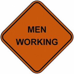 PRO-SAFE - "Men Working", 48" Wide x 48" High, Nylon Construction Roadway Signs - Orange, Square, Sign Stand Mount - Americas Industrial Supply