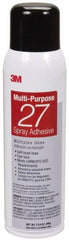 3M - 20 oz Aerosol Clear Spray Adhesive - High Tack, 140°F Heat Resistance, 78 Sq Ft Coverage, Low Strength Bond, 10 min Max Bonding Time, Flammable, Series 27 - Americas Industrial Supply