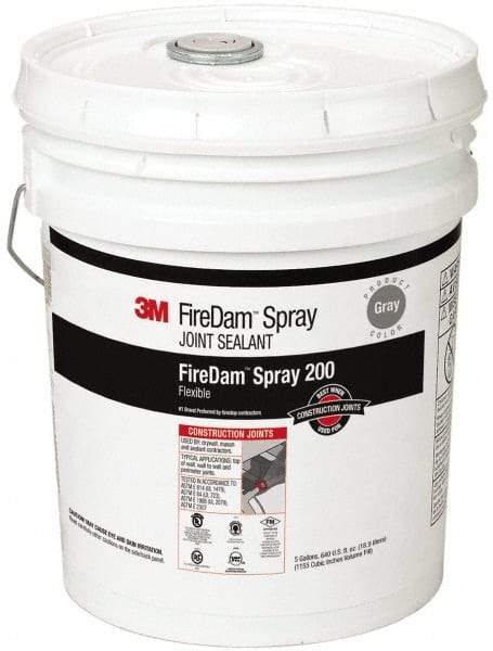 3M - 5 Gal Pail Gray Elastomer Joint Sealant - 110°F Max Operating Temp, 24 hr Full Cure Time, Series Spray 200 - Americas Industrial Supply