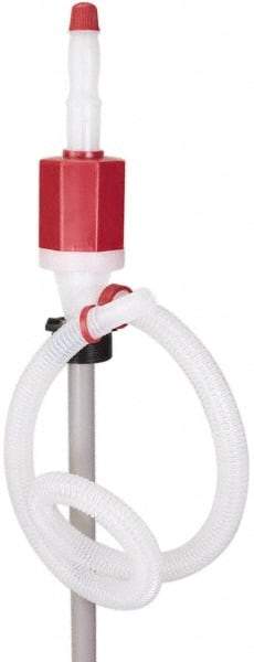 PRO-LUBE - 7 GPM, Polyethylene Hand Operated Siphon Pump - 45-1/2" OAL, For 55 Gal Drums, Antifreeze, Detergents, Water Based Fluids, Mild Acids, Soaps, Waxes & etc - Americas Industrial Supply