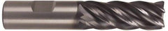 Kennametal - 3/4", 1-1/2" LOC, 3/4" Shank Diam, 4" OAL, 5 Flute, Solid Carbide Square End Mill - Single End, AlTiN Finish, Spiral Flute, 38° Helix, Right Hand Cut, Right Hand Flute, Series UDDE - Americas Industrial Supply