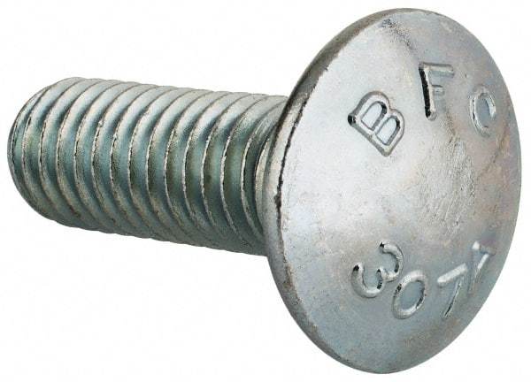 Value Collection - 7/16-14 UNC 1-1/4" Length Under Head, Standard Square Neck, Carriage Bolt - Grade 2 Steel, Zinc-Plated Finish - Americas Industrial Supply