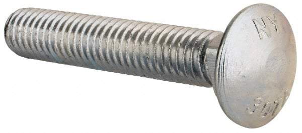 Value Collection - 7/16-14 UNC 2-1/2" Length Under Head, Standard Square Neck, Carriage Bolt - Grade 2 Steel, Zinc-Plated Finish - Americas Industrial Supply