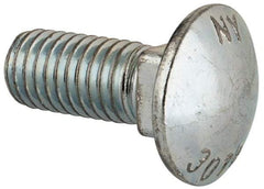 Value Collection - 1/2-13 UNC 1-1/4" Length Under Head, Standard Square Neck, Carriage Bolt - Grade 2 Steel, Zinc-Plated Finish - Americas Industrial Supply