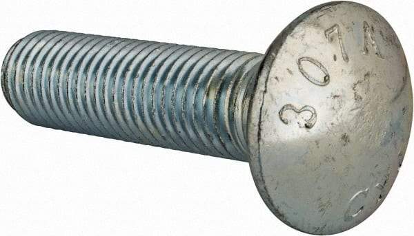 Value Collection - 3/4-10 UNC 3" Length Under Head, Standard Square Neck, Carriage Bolt - Grade 2 Steel, Zinc-Plated Finish - Americas Industrial Supply