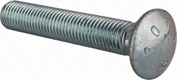 Value Collection - 3/4-10 UNC 4-1/2" Length Under Head, Standard Square Neck, Carriage Bolt - Grade 2 Steel, Zinc-Plated Finish - Americas Industrial Supply