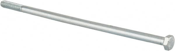 Made in USA - 5/16-18 UNC, 8" Length Under Head Hex Head Cap Screw - Partially Threaded, Grade 5 Alloy Steel, Zinc-Plated Finish, 1/2" Hex - Americas Industrial Supply